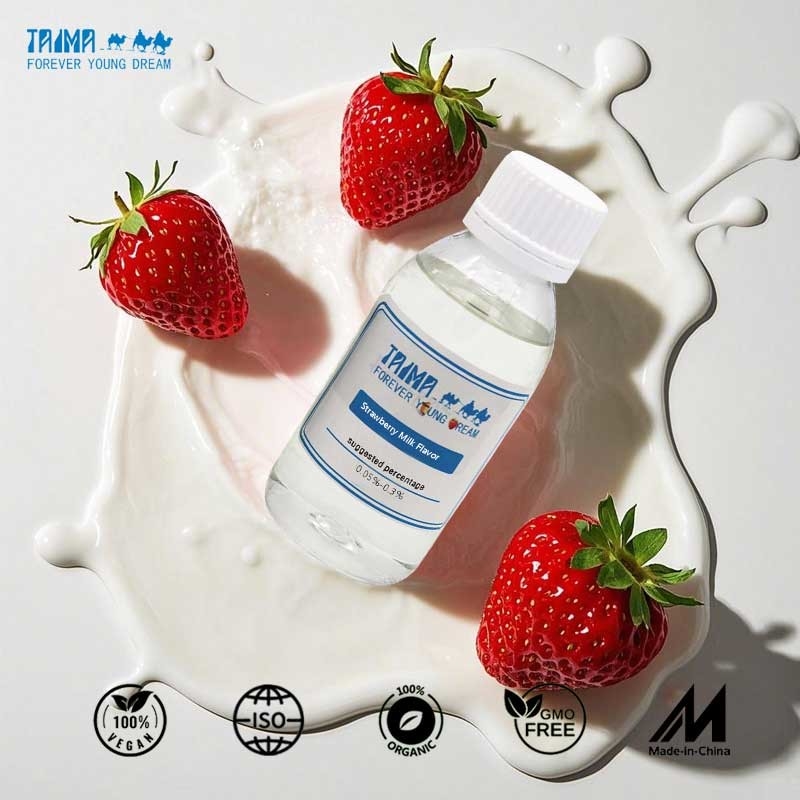 Leche de fresa con sabor concentrado de calidad USP y disponible en líquido o en polvo