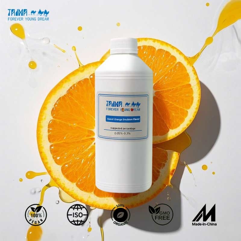Emulsión de sabor a naranja dulce compatible con agua y aceite para creaciones de caramelos, aromática y deliciosa