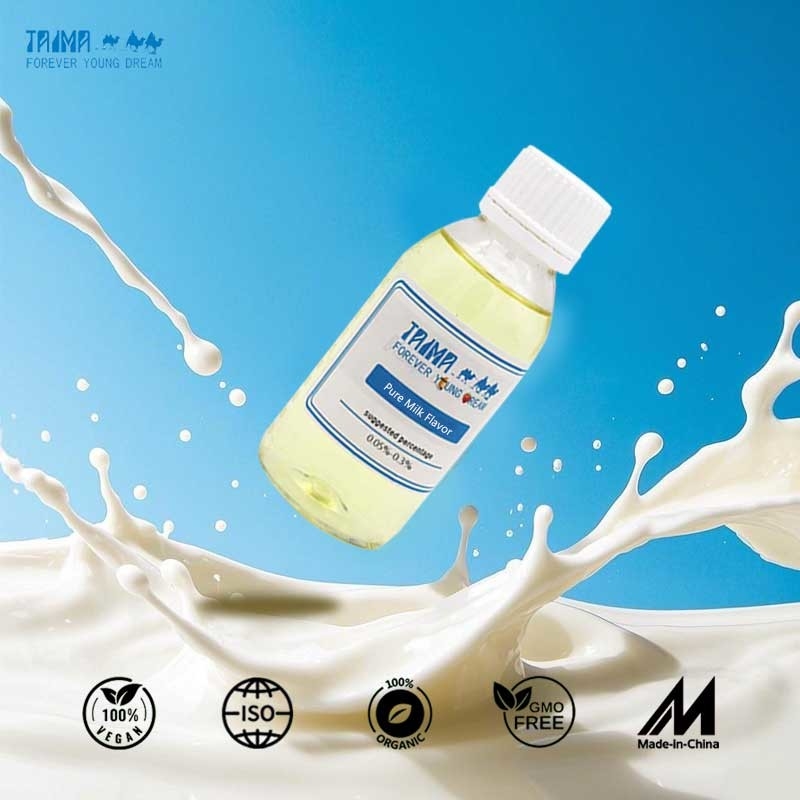 Esencia comestible de sabor a leche pura para bebidas y productos lácteos USP grado en forma líquida y en polvo